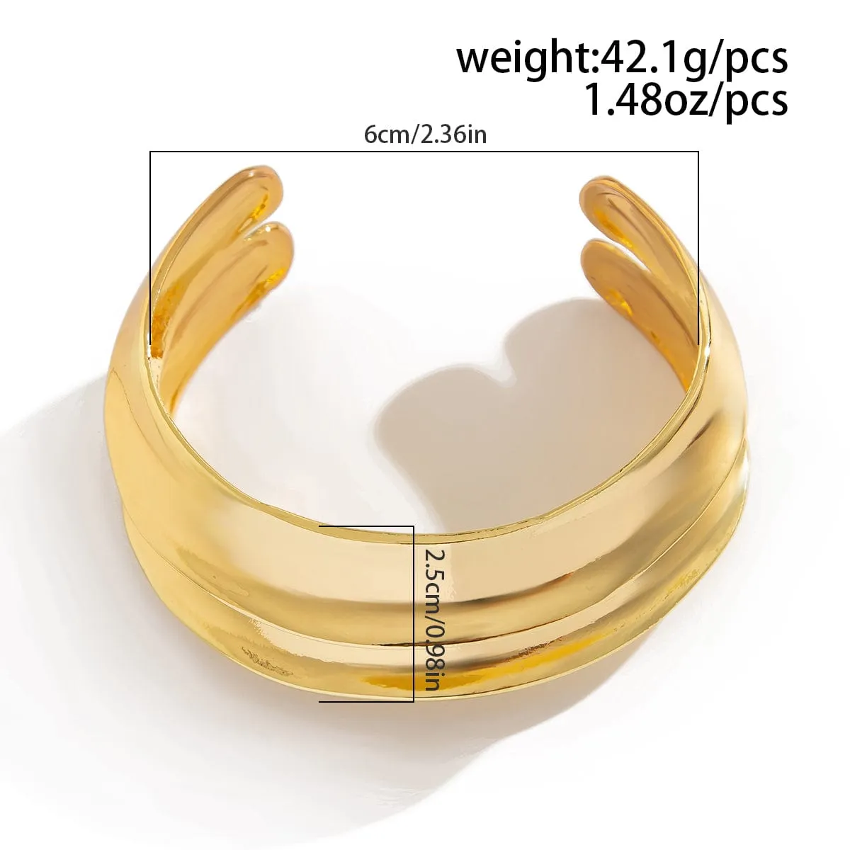 Geometric Irregular Arc Open Wide Cuff Bangle Bracelet