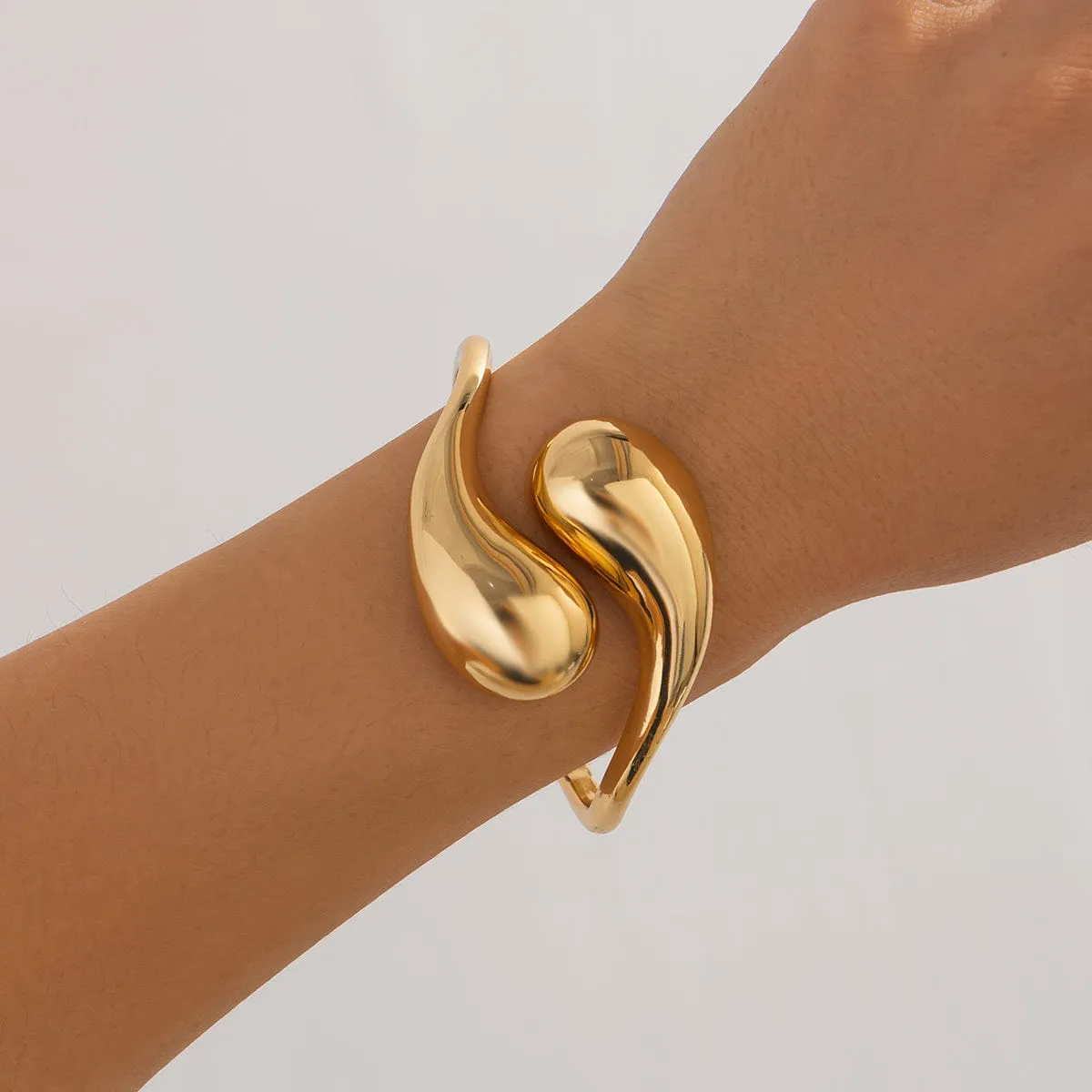Geometric Minimalist Duo Waterdrop Bangle Bracelet