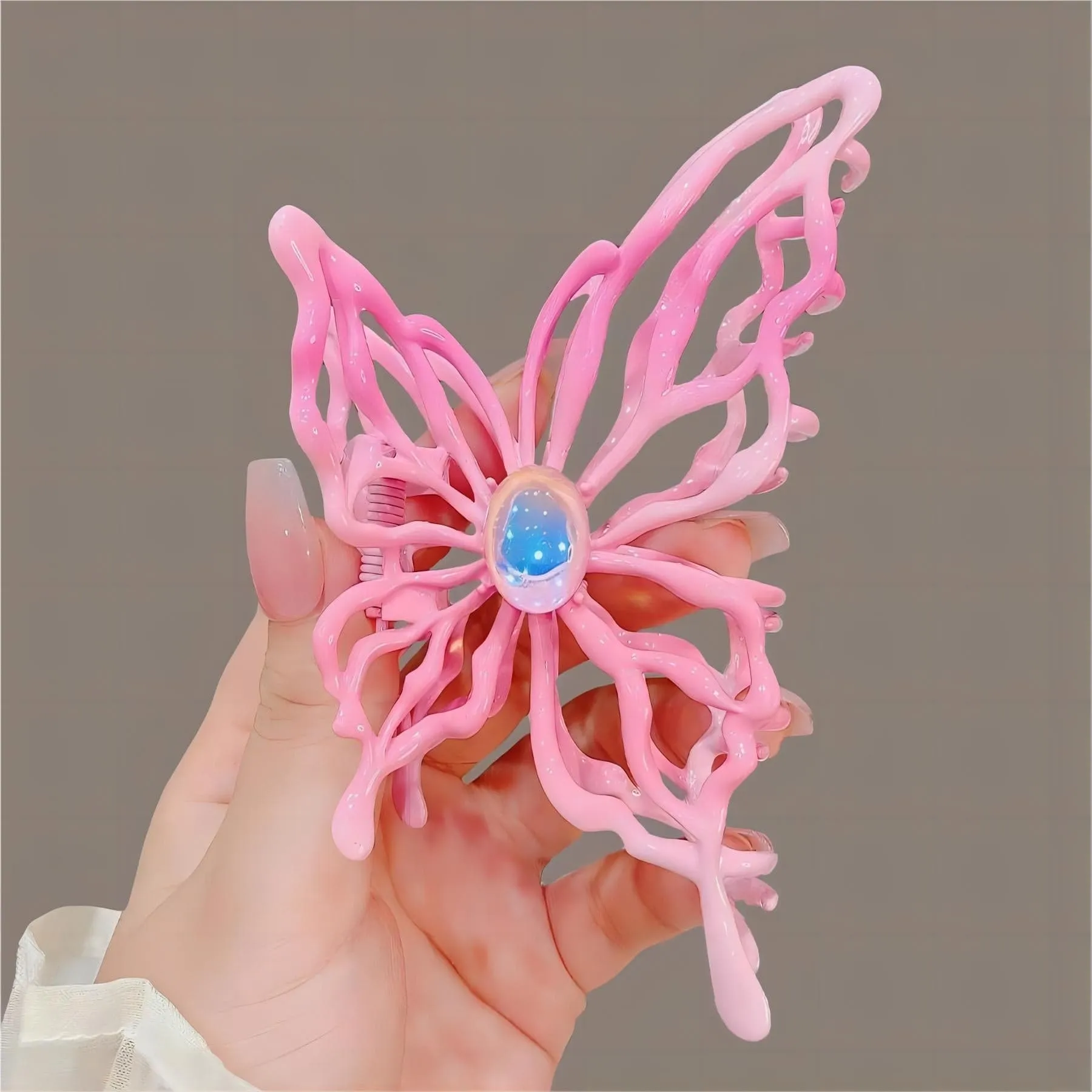 Geometric Pink Hollow Butterfly Chignon Claw Clip Hair Clip