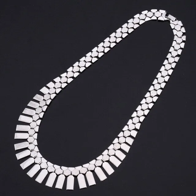 Gold Color Choker Necklace Big African Jewelry  Trendy Statement Tassels Bib Necklace For Women