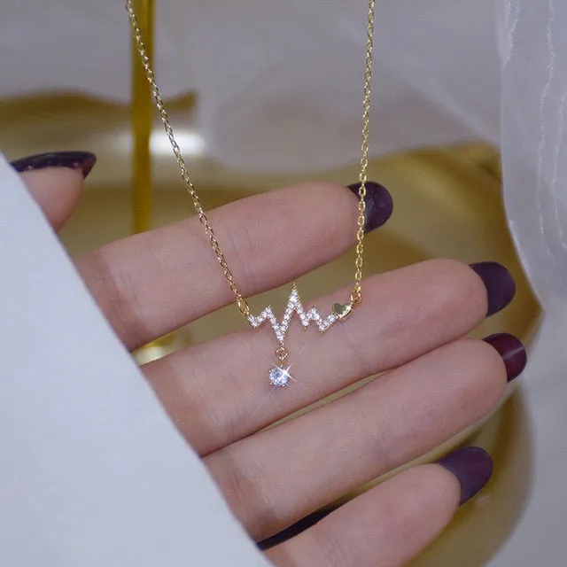 Gold Fashion Design Signal Fluctuation Shape Necklace