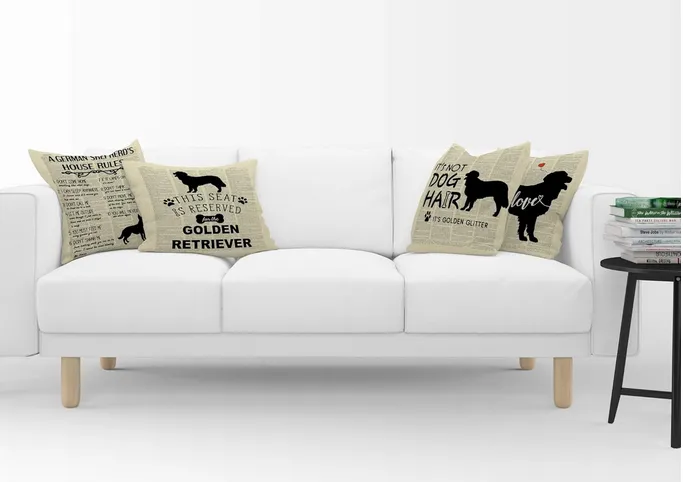 Golden Retriever "House Rules" Throw Pillow Cover (*No Insert) Polyester (Heavy Soft feel) 18X18