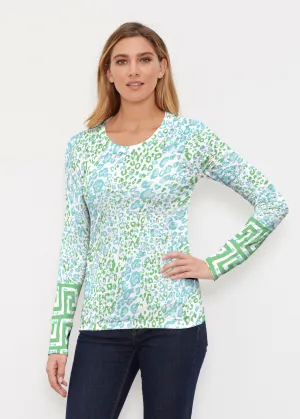 Greek Cat Green (7913) ~ Thermal Long Sleeve Crew Shirt