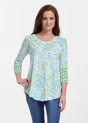 Greek Cat Green (7913) ~ V-neck Flowy Tunic