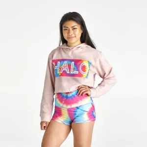 Halo Tie Dye Crop Hoodie in Dusky Pink