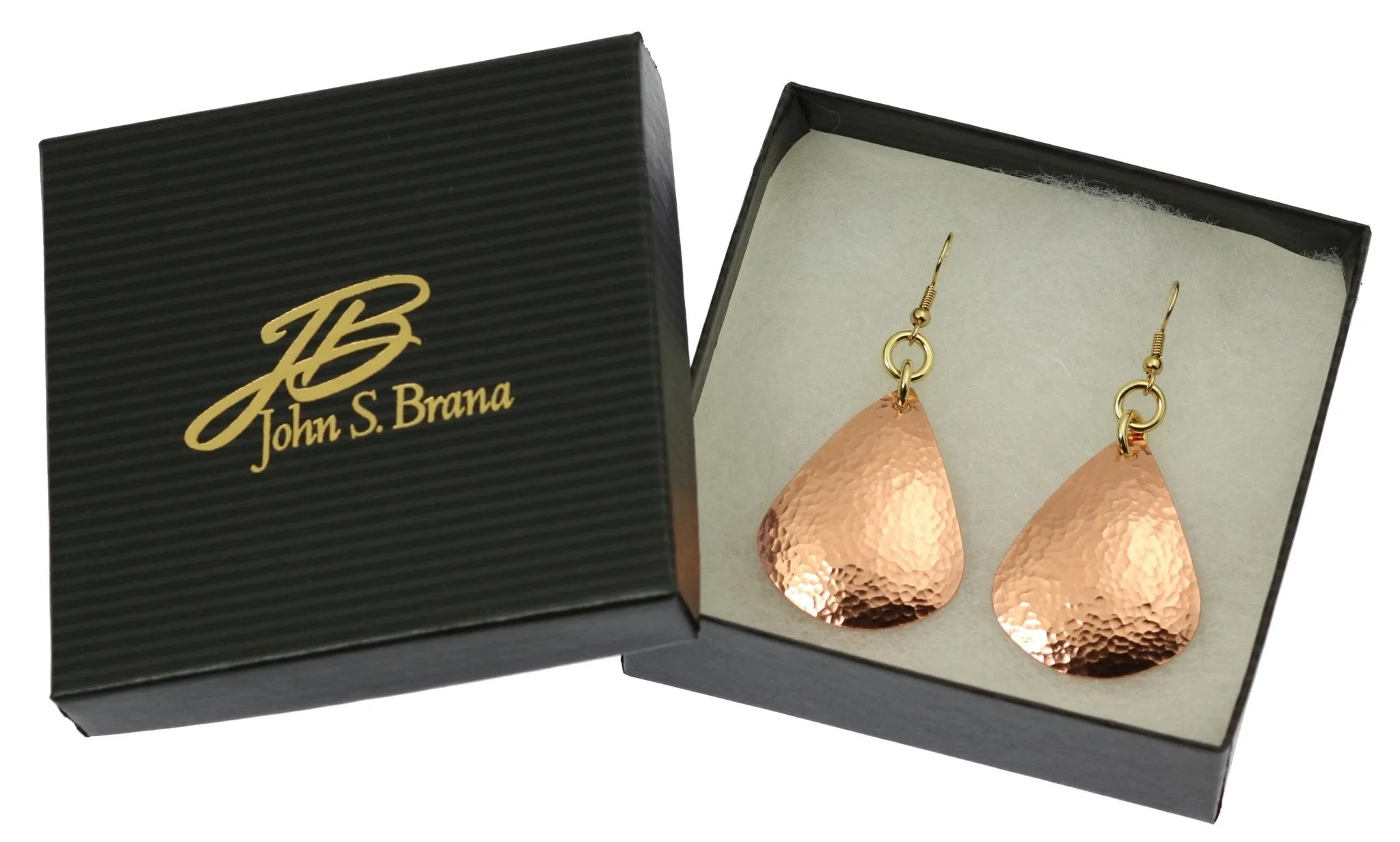 Hammered Copper Teardrop Earrings