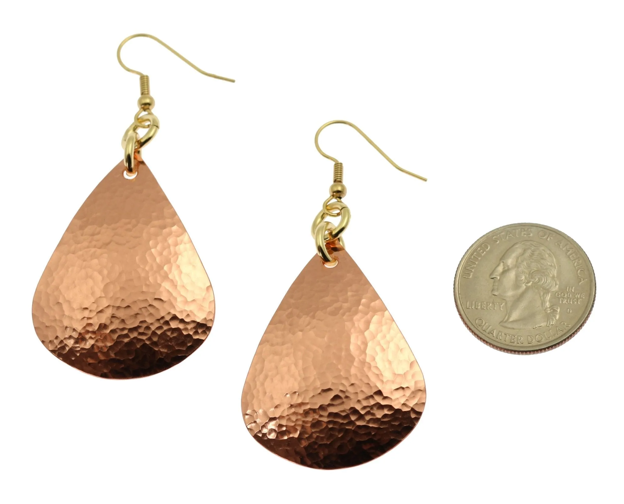 Hammered Copper Teardrop Earrings