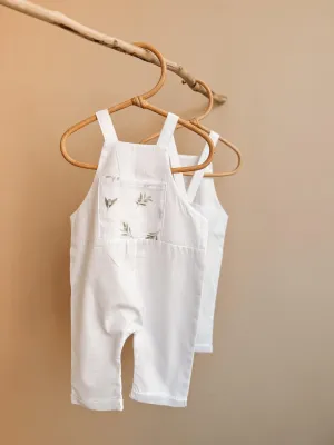 HANDMADE Olive Design Pure Linen Kids Dungaree 6m  4 Yrs