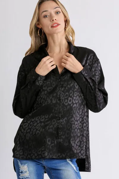 Hazel Blues® | Umgee Animal Jacquard Print Button Up Long Sleeve Shirt