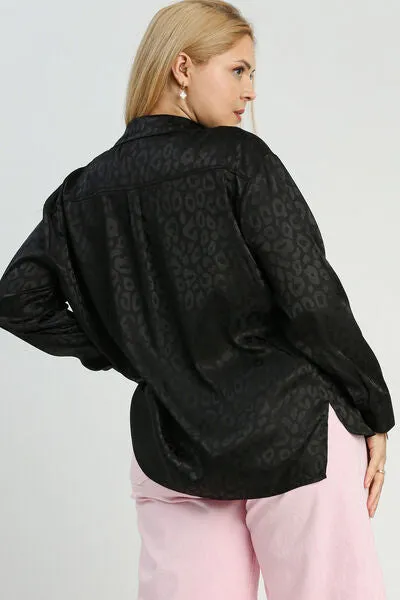 Hazel Blues® | Umgee Animal Jacquard Print Button Up Long Sleeve Shirt
