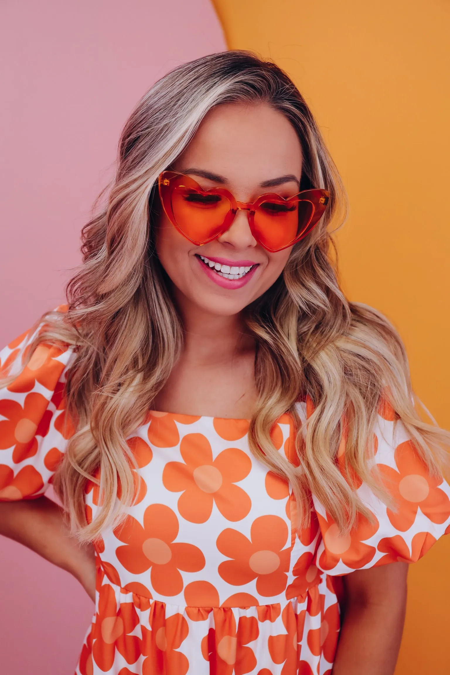 Heart Frame Cat-Eye Sunglasses - Orange
