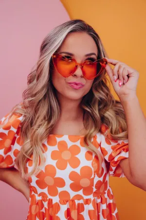 Heart Frame Cat-Eye Sunglasses - Orange