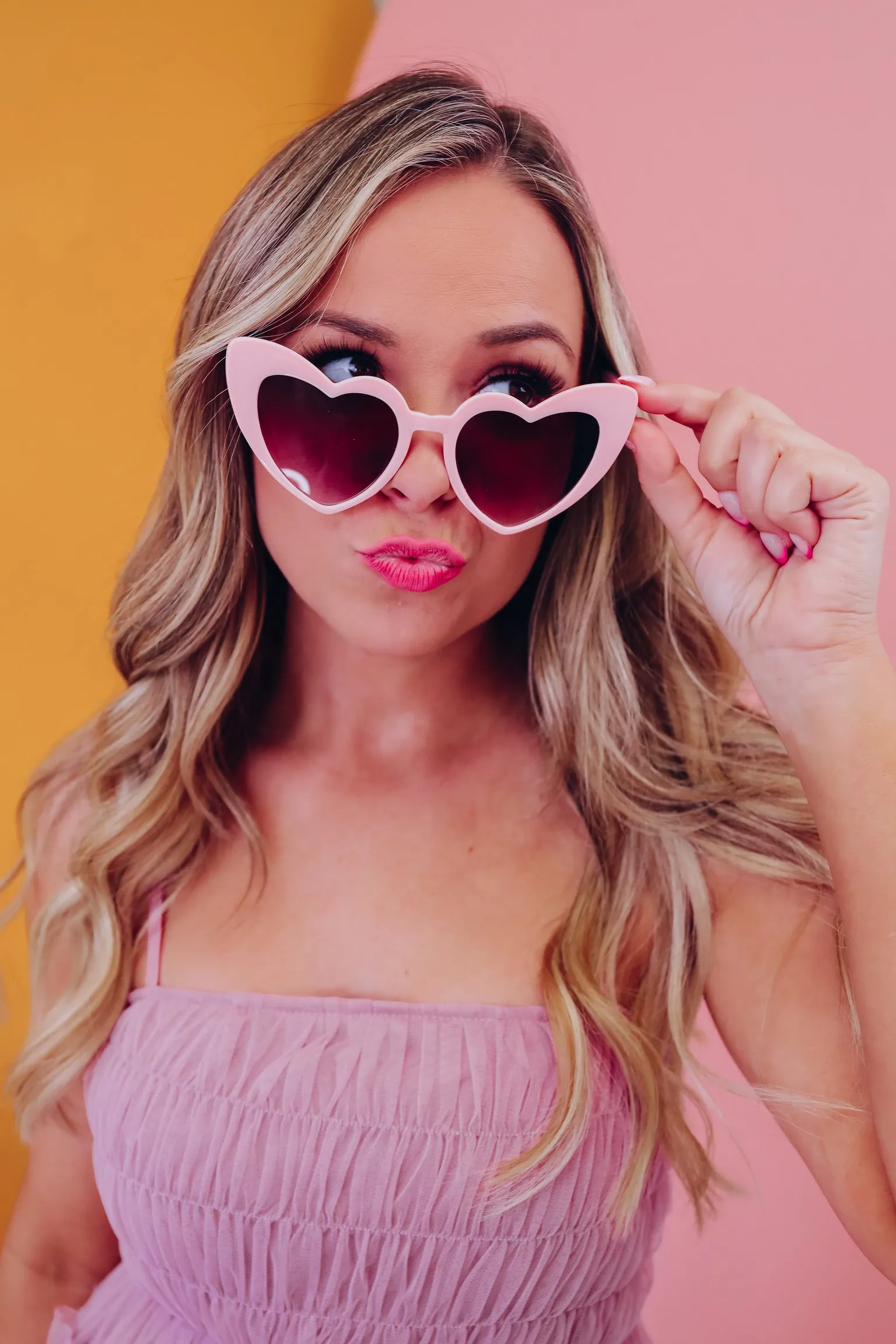 Heart Frame Cat-Eye Sunglasses - Pink/Ombre