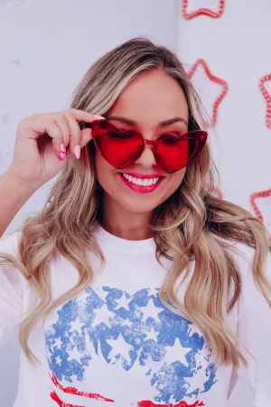 Heart Frame Cat-Eye Sunglasses - Red