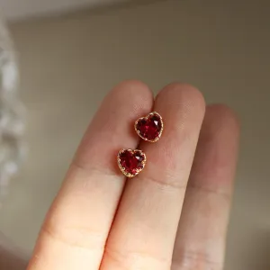 Heart-Shaped Red Luxury Stud Earrings for Women, Ideal Gift Choice