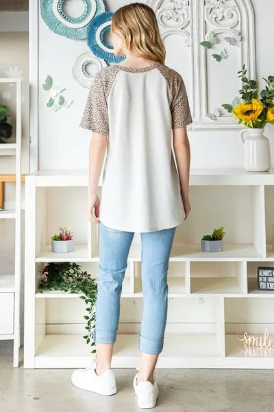 Heimish Animal Print Half Button Top