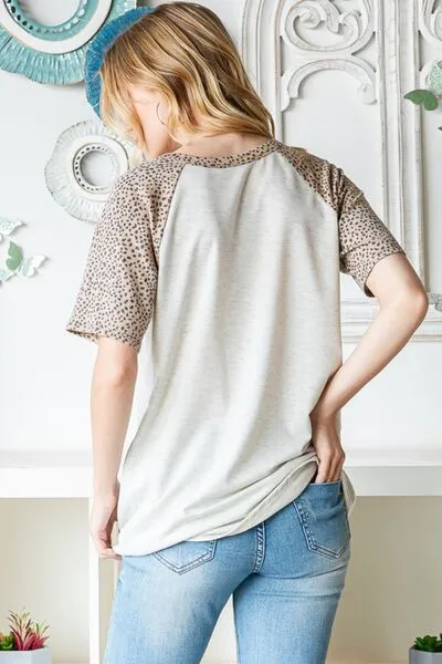 Heimish Animal Print Half Button Top