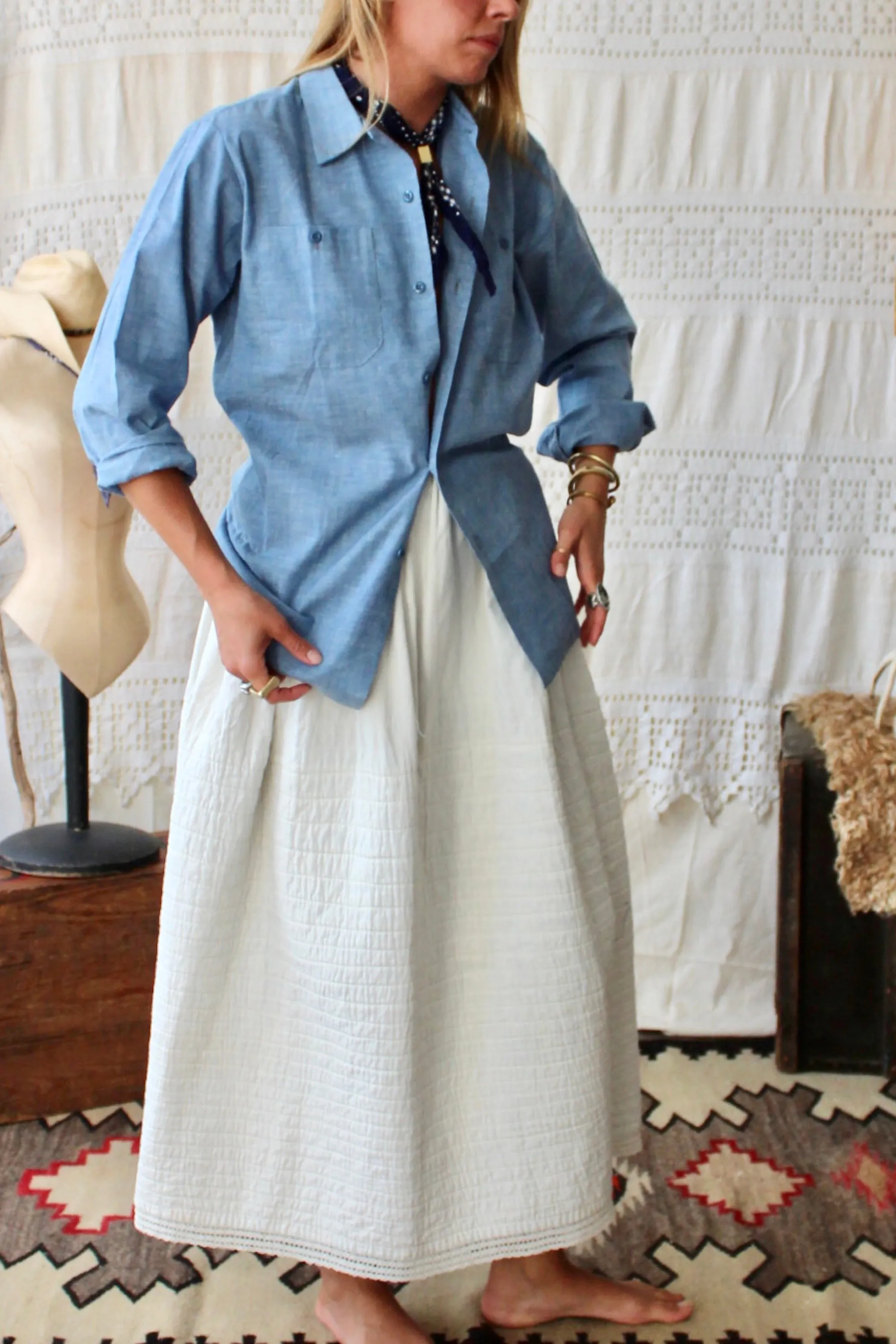 HF201 Antique Quilted Petticoat selected by The Highlands Foundry