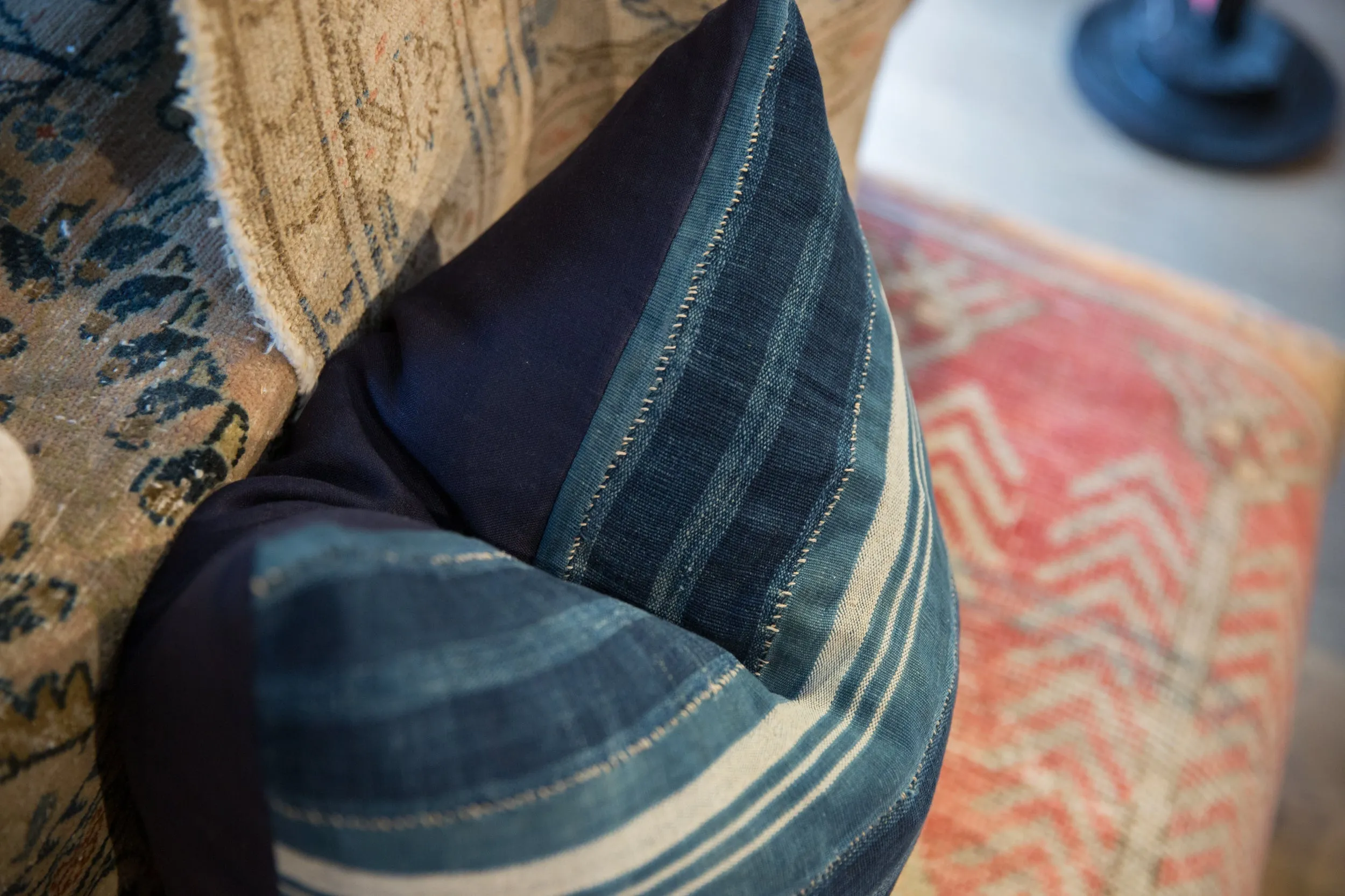 Indigo African Textile Throw Pillow