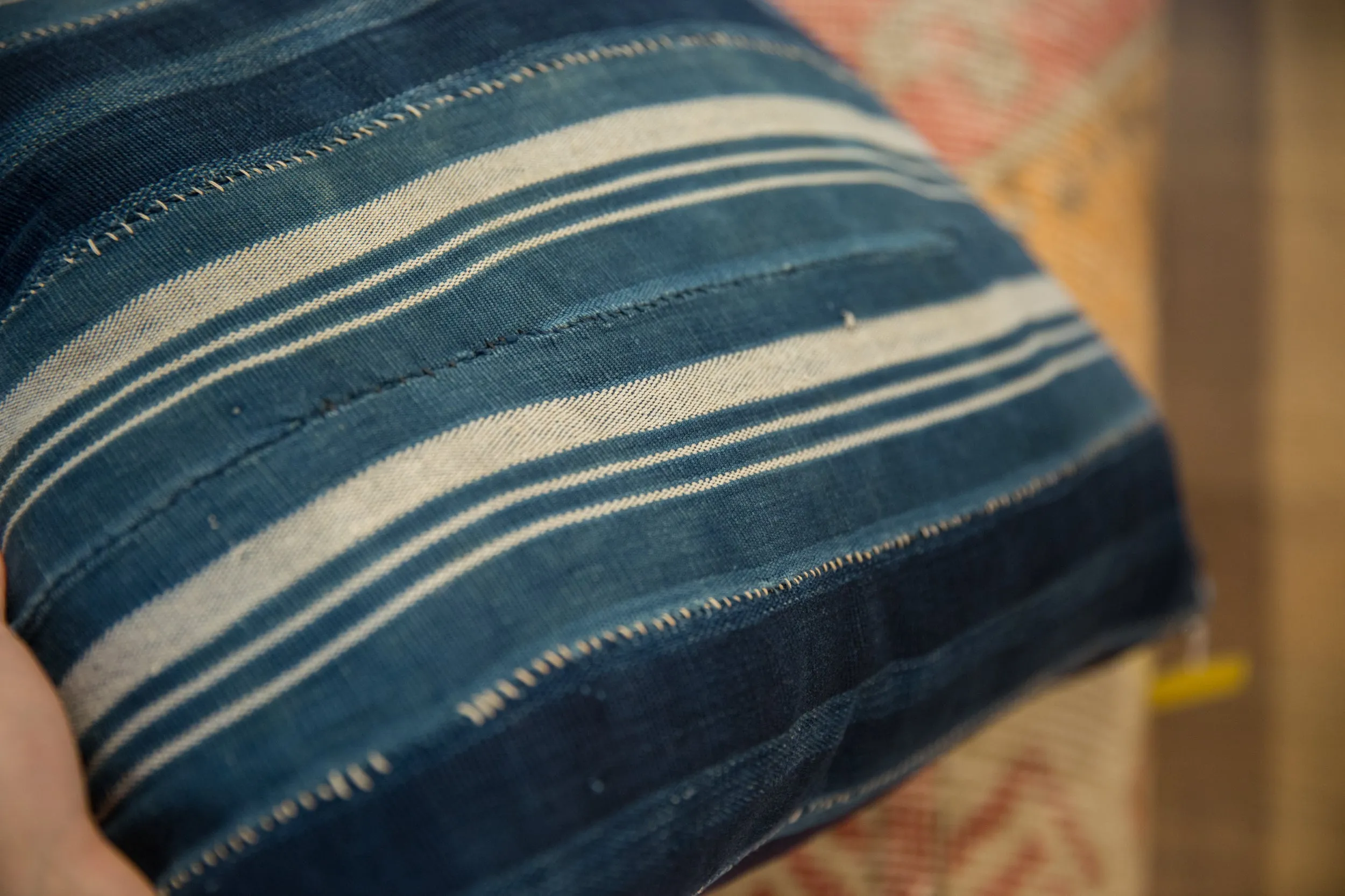 Indigo African Textile Throw Pillow