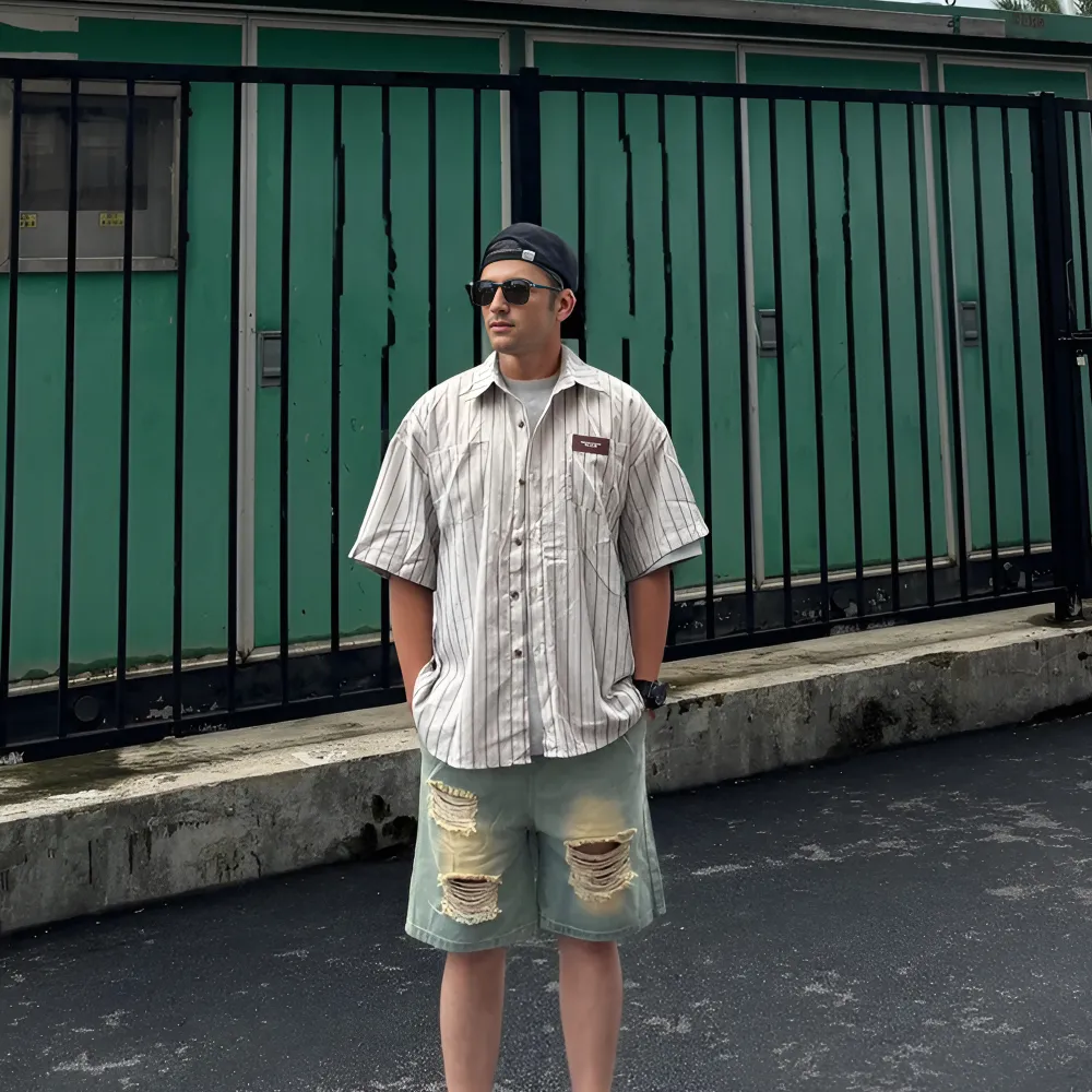 Japanese Retro Striped Shirt