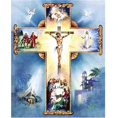 Jesus Cross Diamond 5D Diy Paiting Religious Figures Picture Embroidery Mosaic Virgen Maria Home Decor Church Utensils Catholic