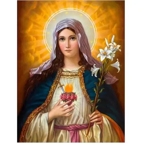 Jesus Cross Diamond 5D Diy Paiting Religious Figures Picture Embroidery Mosaic Virgen Maria Home Decor Church Utensils Catholic