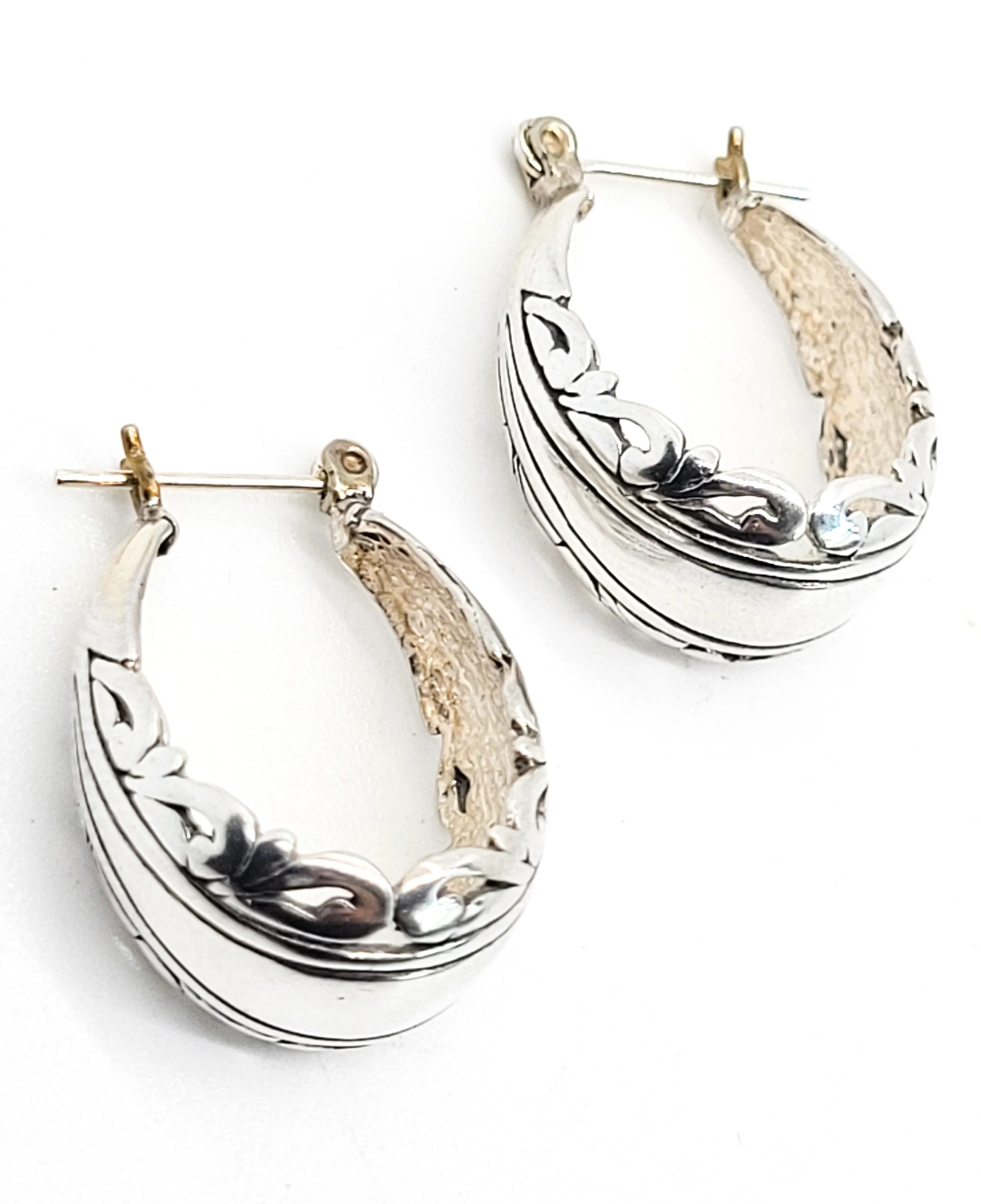 Jezlaine vintage signed sterling silver retro thick domed hoop earrings