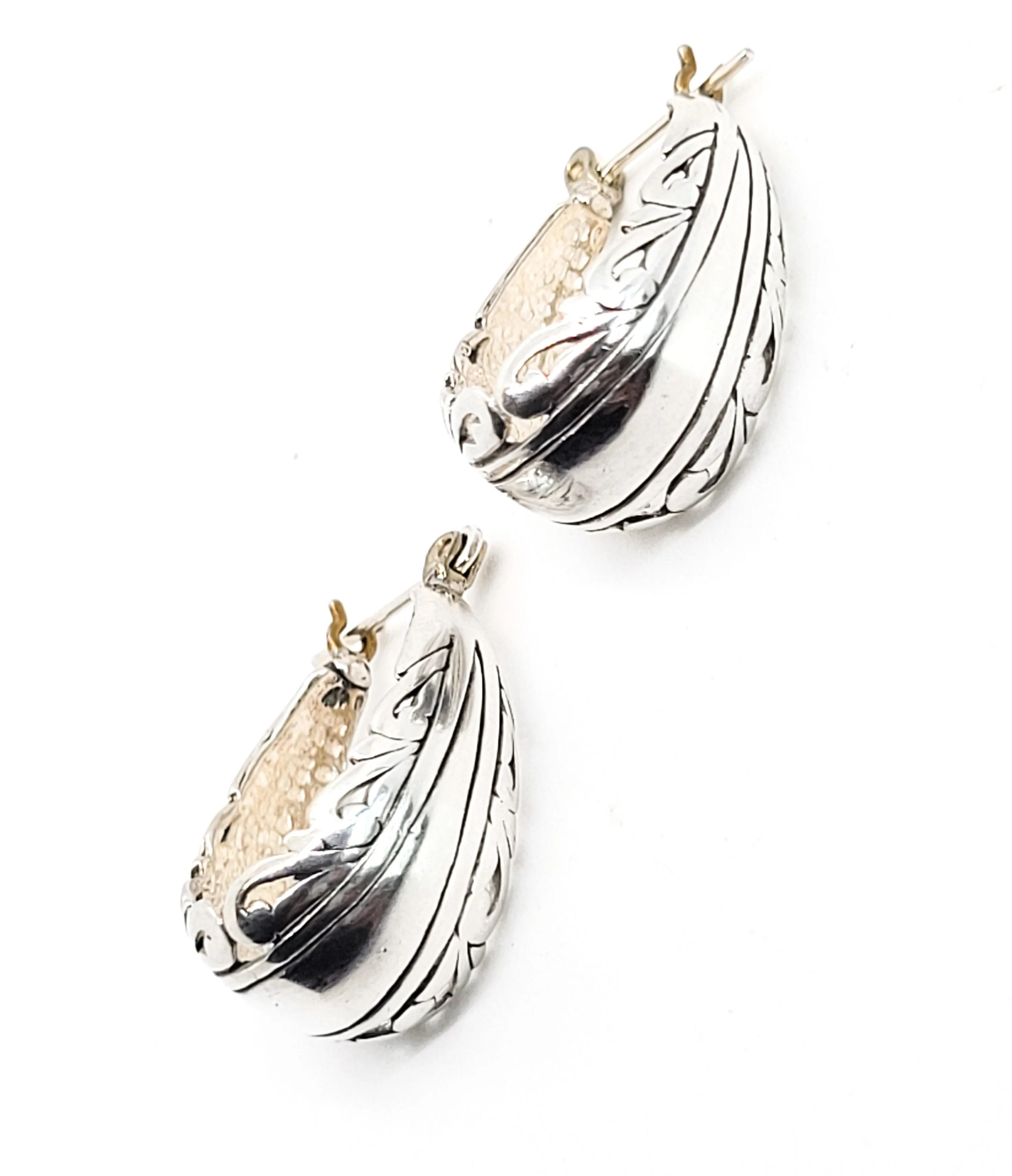 Jezlaine vintage signed sterling silver retro thick domed hoop earrings