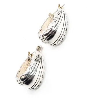 Jezlaine vintage signed sterling silver retro thick domed hoop earrings