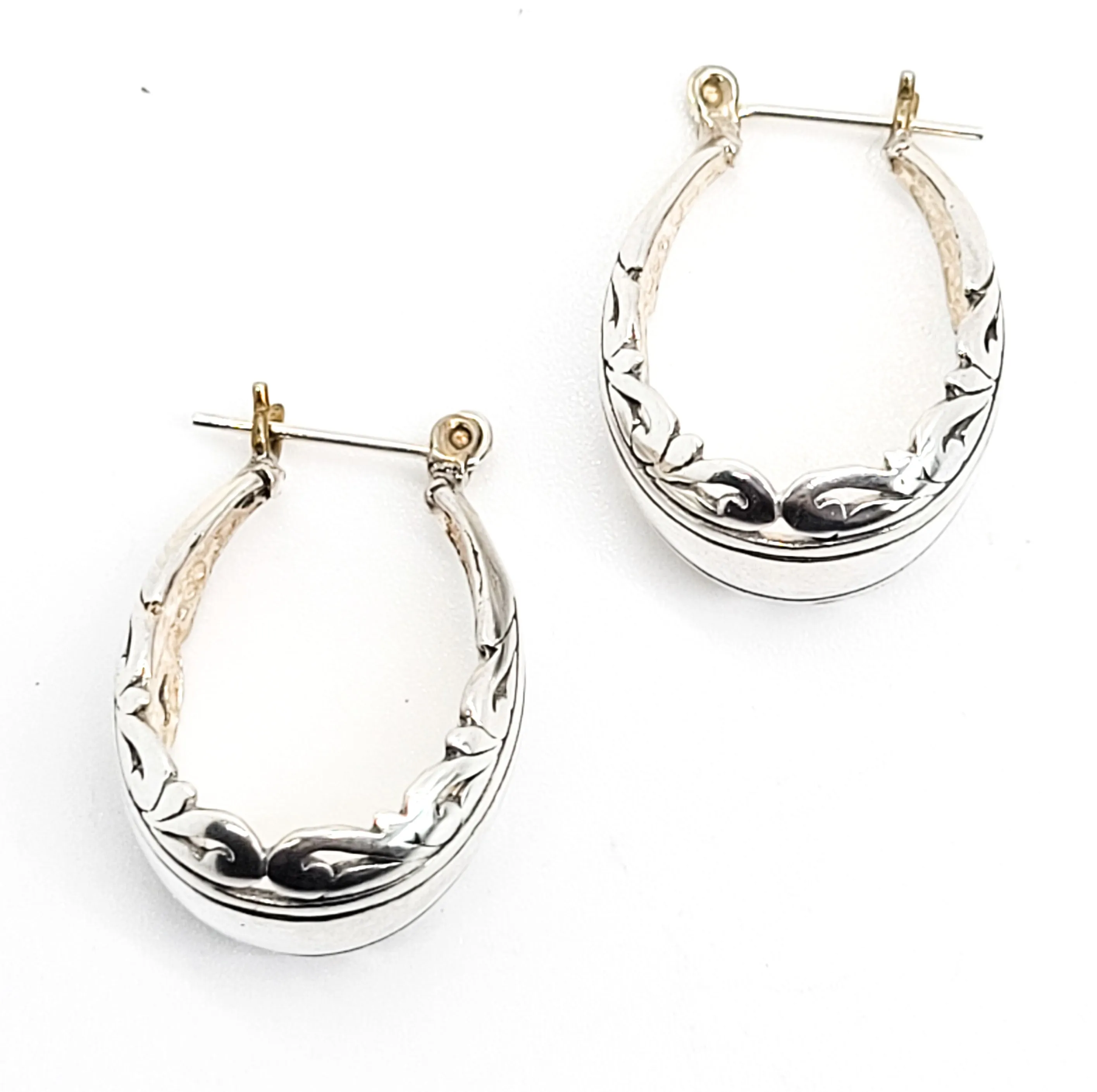 Jezlaine vintage signed sterling silver retro thick domed hoop earrings