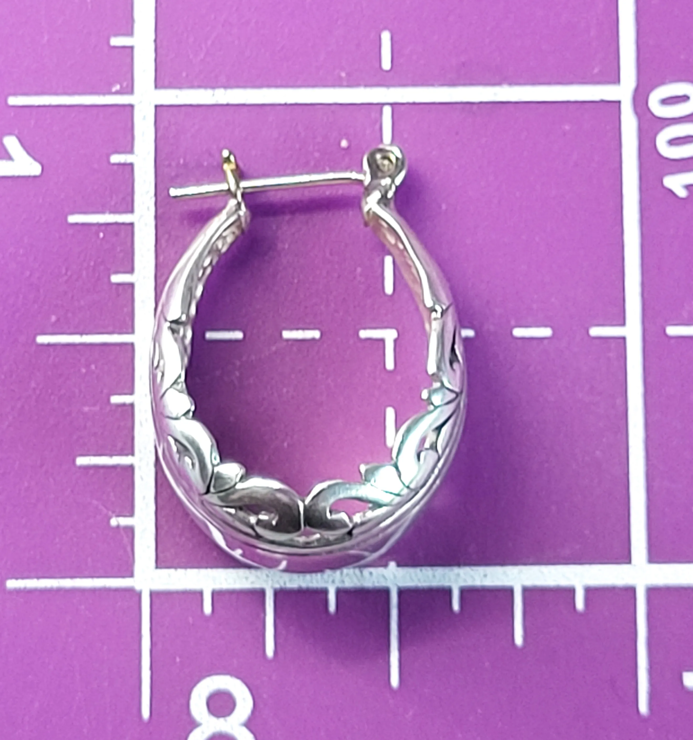 Jezlaine vintage signed sterling silver retro thick domed hoop earrings