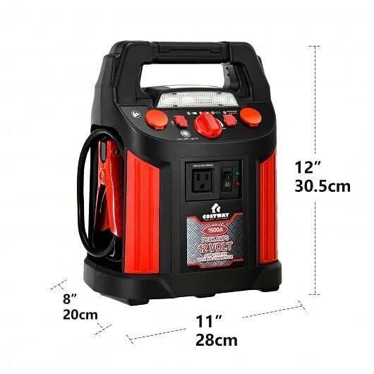 Jump Starter Air Compressor Power Bank Charger with LED Light and DC Outlet - Co