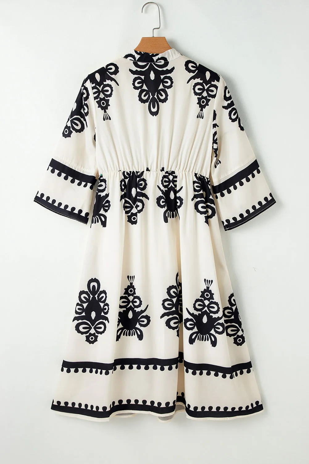 KaleaBoutique Western Geometric Print 3/4 Sleeve Loose Midi Dress