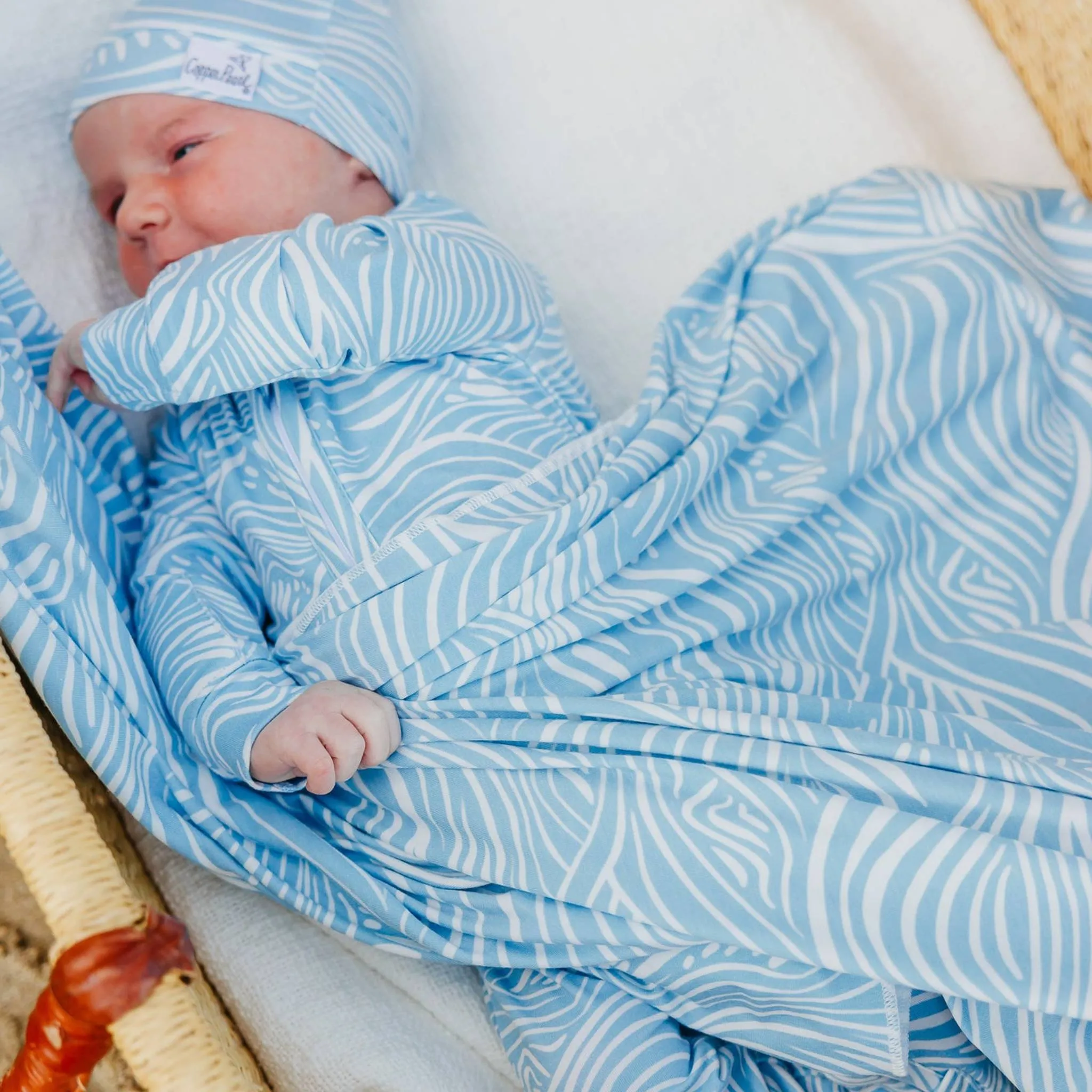 Knit Swaddle Blanket - Surf