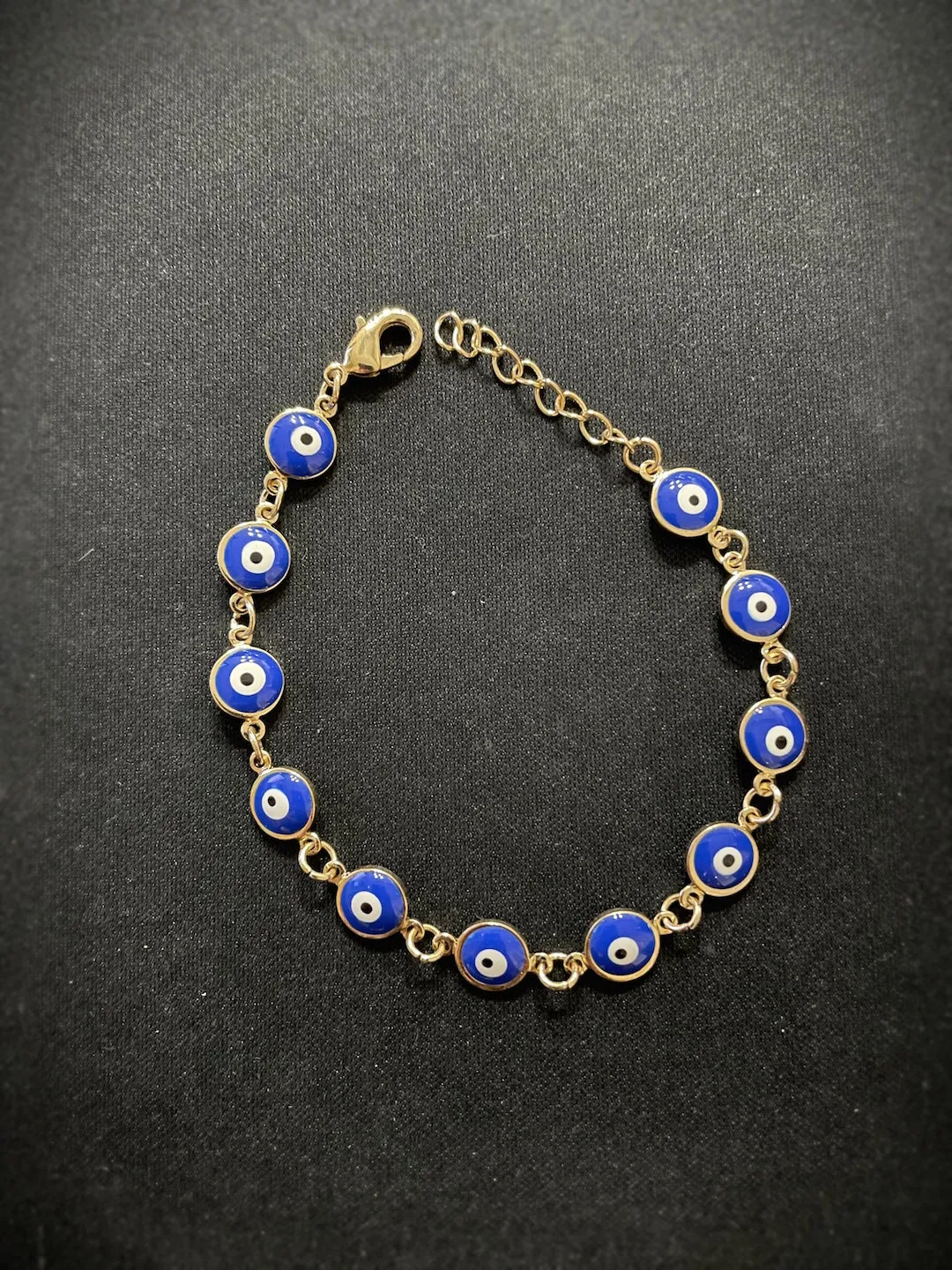 Latest Blue Evil Eye Design Gold Plated Adjustable Wrist Bracelet