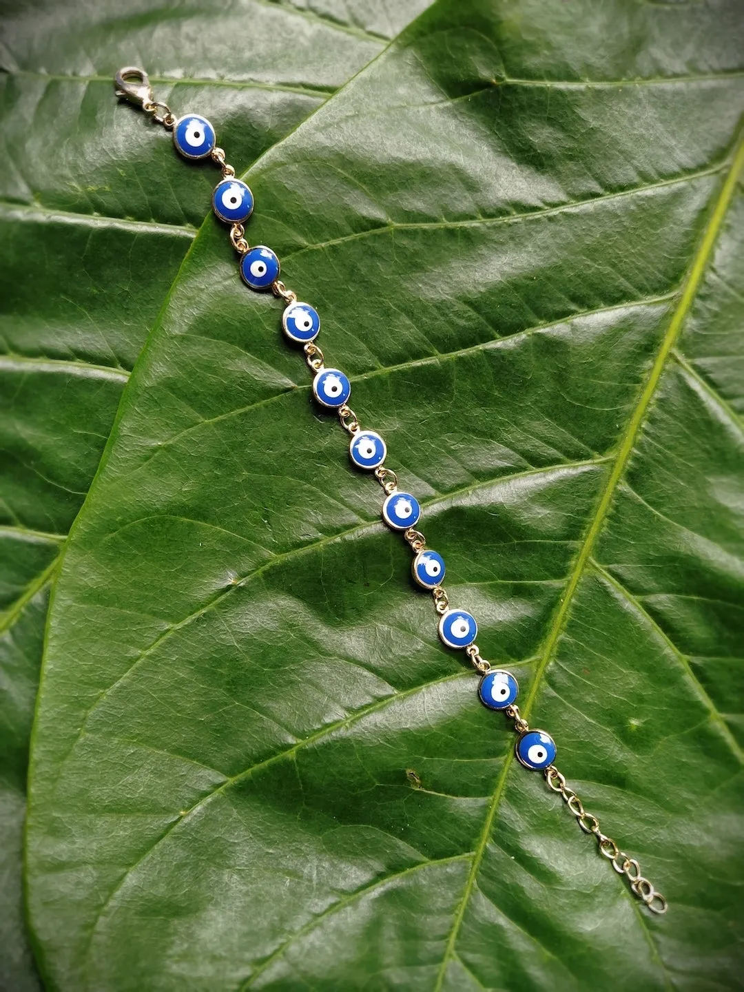 Latest Blue Evil Eye Design Gold Plated Adjustable Wrist Bracelet