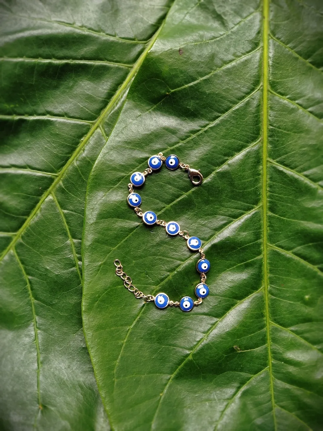 Latest Blue Evil Eye Design Gold Plated Adjustable Wrist Bracelet