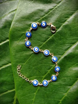 Latest Blue Evil Eye Design Gold Plated Adjustable Wrist Bracelet