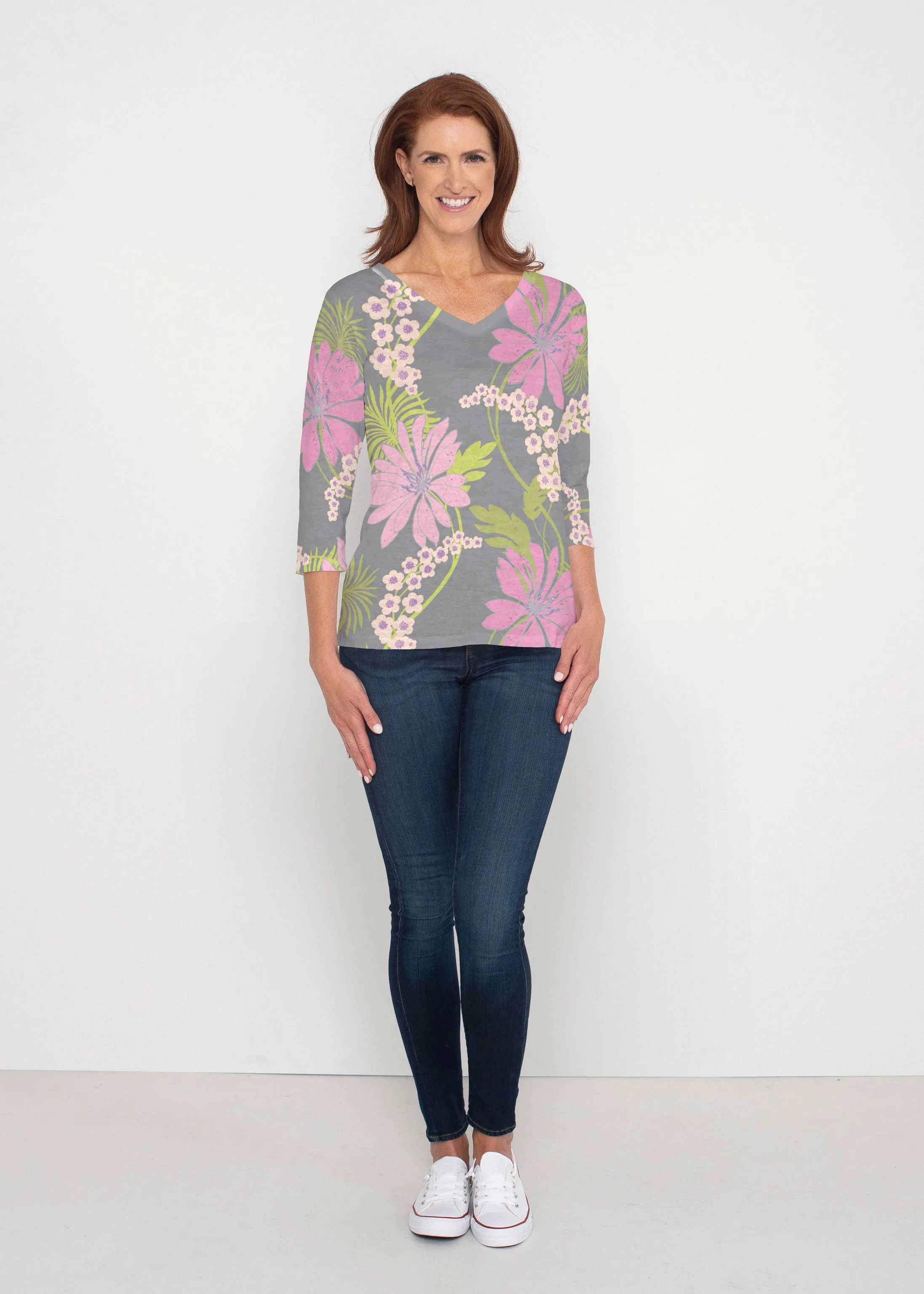 LeeLee (14304) ~ Signature 3/4 Sleeve V-Neck Top