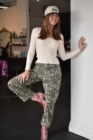 Leopard High Rise Barrel Denim