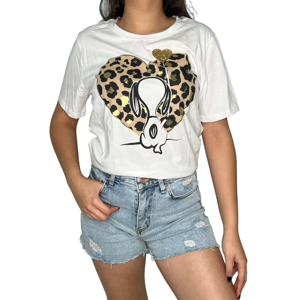 Leopard Print Heart T-shirt