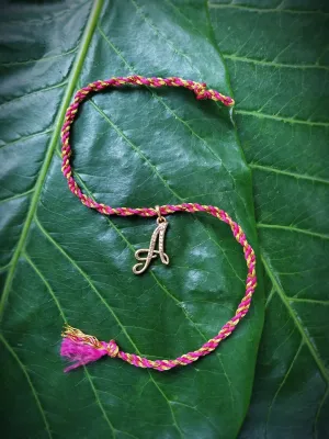 Letter Name Rakhi Designs Personalized Alphabet Gold Plated Customized AD Pendant Raksha Bandhan