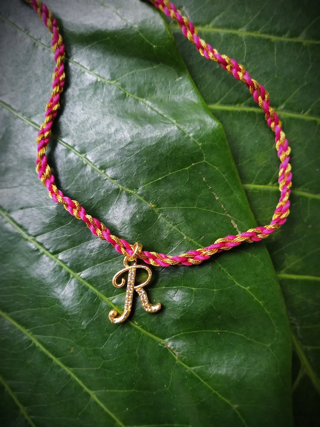 Letter Name Rakhi Designs Personalized Alphabet Gold Plated Customized AD Pendant Raksha Bandhan
