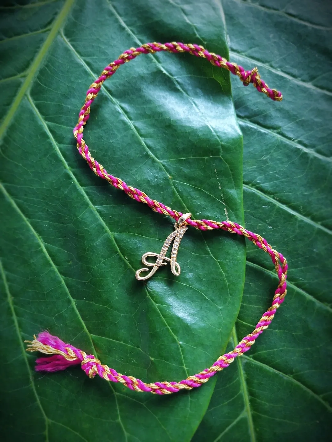 Letter Name Rakhi Designs Personalized Alphabet Gold Plated Customized AD Pendant Raksha Bandhan