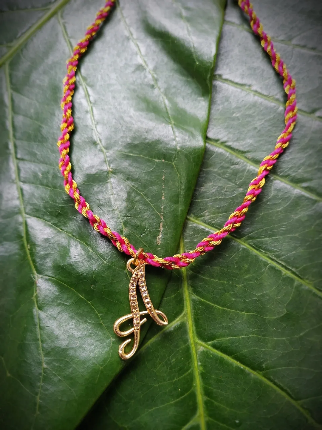 Letter Name Rakhi Designs Personalized Alphabet Gold Plated Customized AD Pendant Raksha Bandhan
