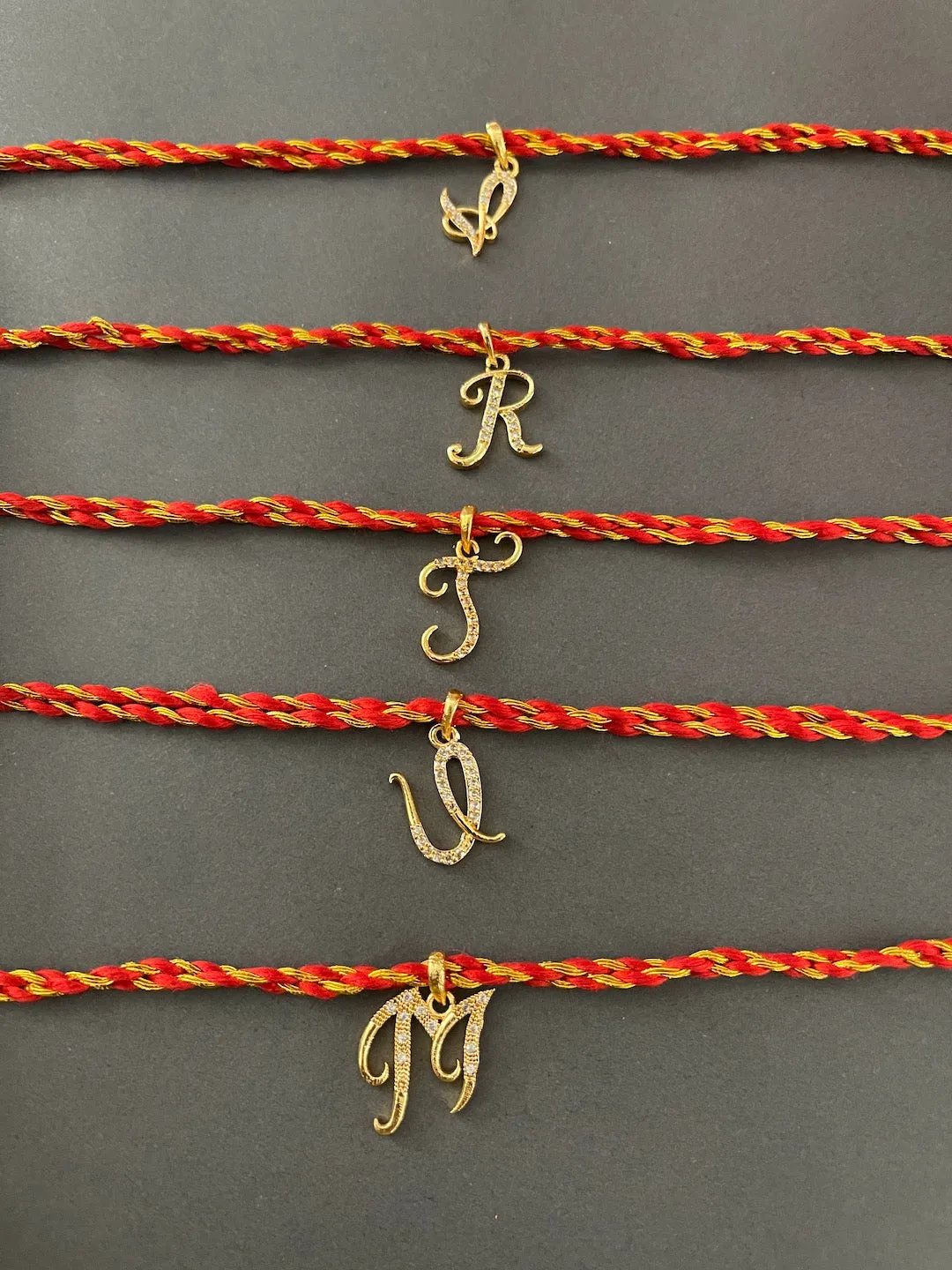 Letter Name Rakhi Designs Personalized Alphabet Gold Plated Customized AD Pendant Raksha Bandhan