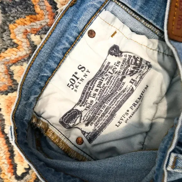 Levi's 501 Colorblocked Denim High Waisted Button Fly Skinny Jeans Women's 29