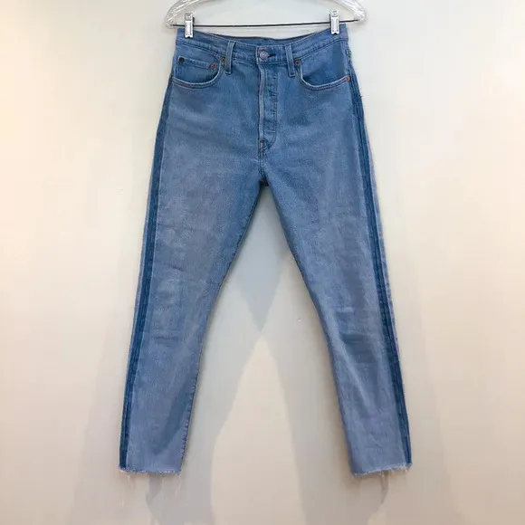 Levi's 501 Colorblocked Denim High Waisted Button Fly Skinny Jeans Women's 29
