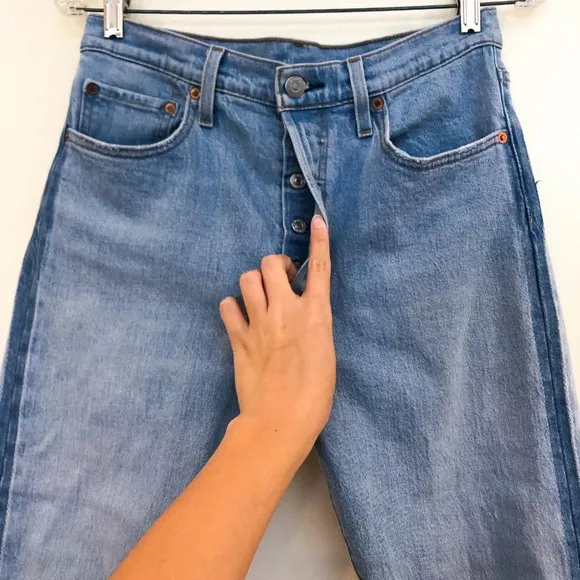 Levi's 501 Colorblocked Denim High Waisted Button Fly Skinny Jeans Women's 29